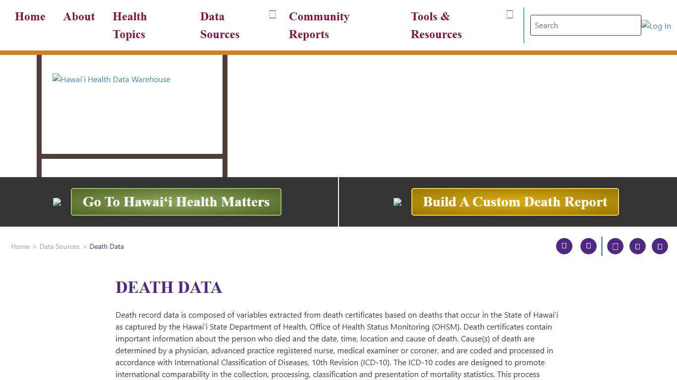 Death Data – Hawai'i Health Data Warehouse